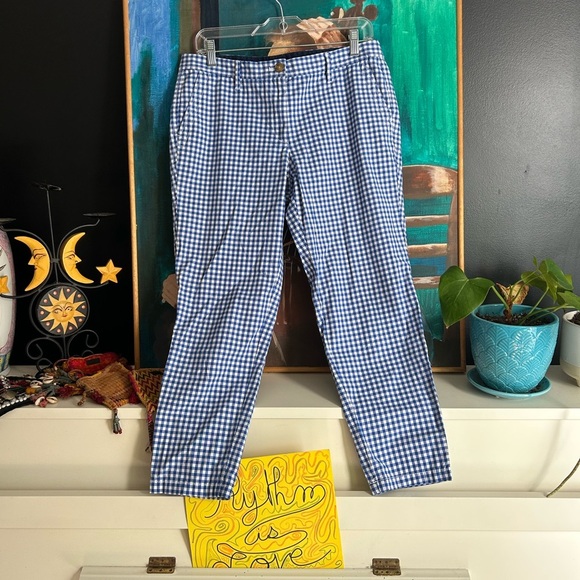 Talbots Petite Blue and White Checkered Cropped Pants 6P - Picture 1 of 16